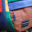 Close shot at an eco-friendly crossbody bag details.