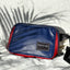 Wearsos blue and red belt bag with leaf shadow