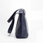 Wearsos Do Good Tote in navy blue upcycled aviation leather with long shoulder straps, side view.